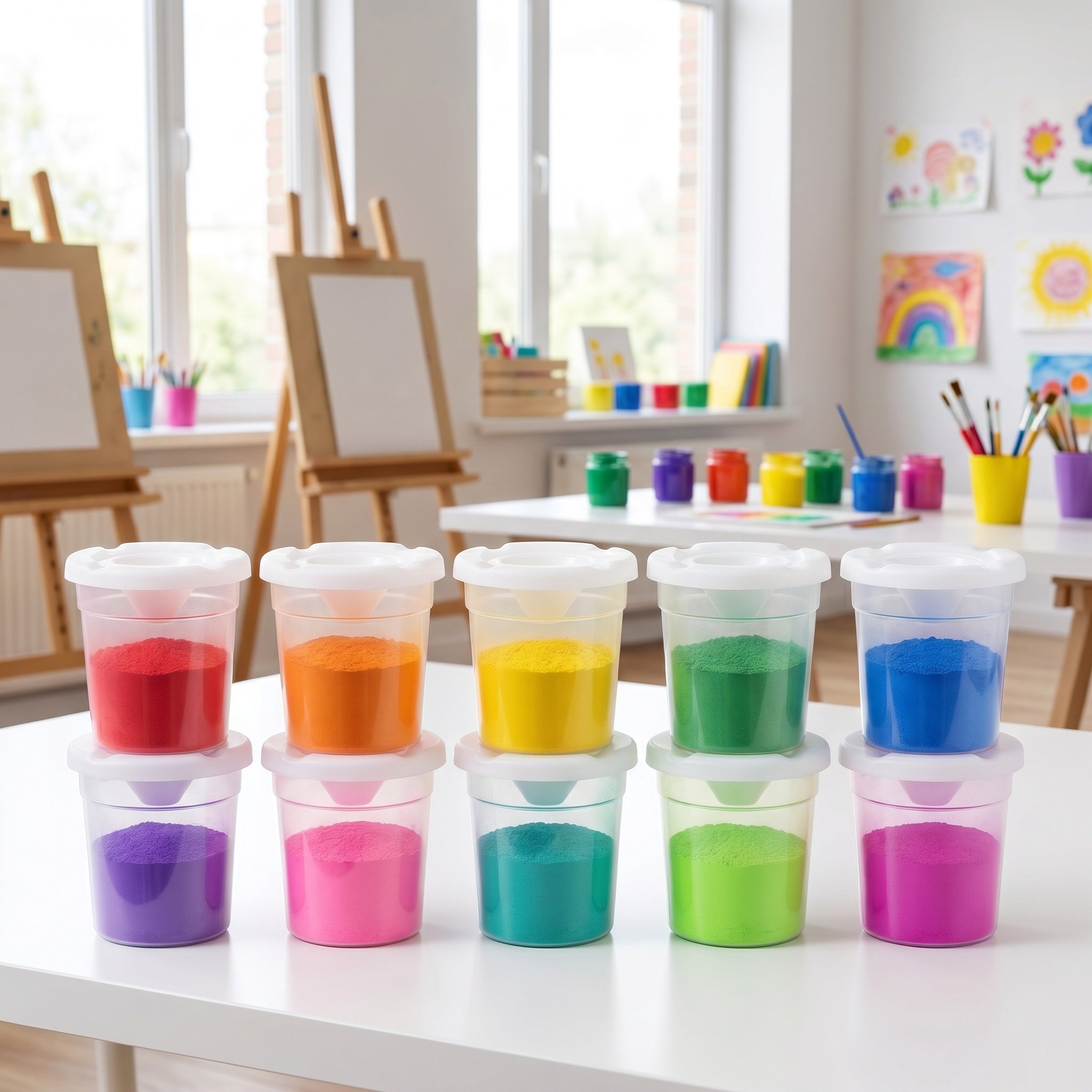 Art Craft Cup - 10Pcs Children Paint Cups Reusable Spill