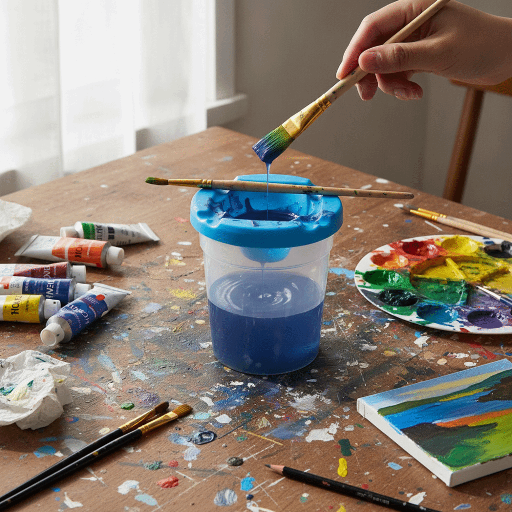 Art Craft Cup - 5pcs Colored Lids Spill Proof Paint