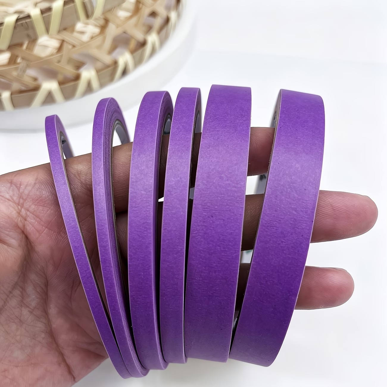 Washi Tape Rolls - 3/6 Rolls Purple Masking Washi Tape