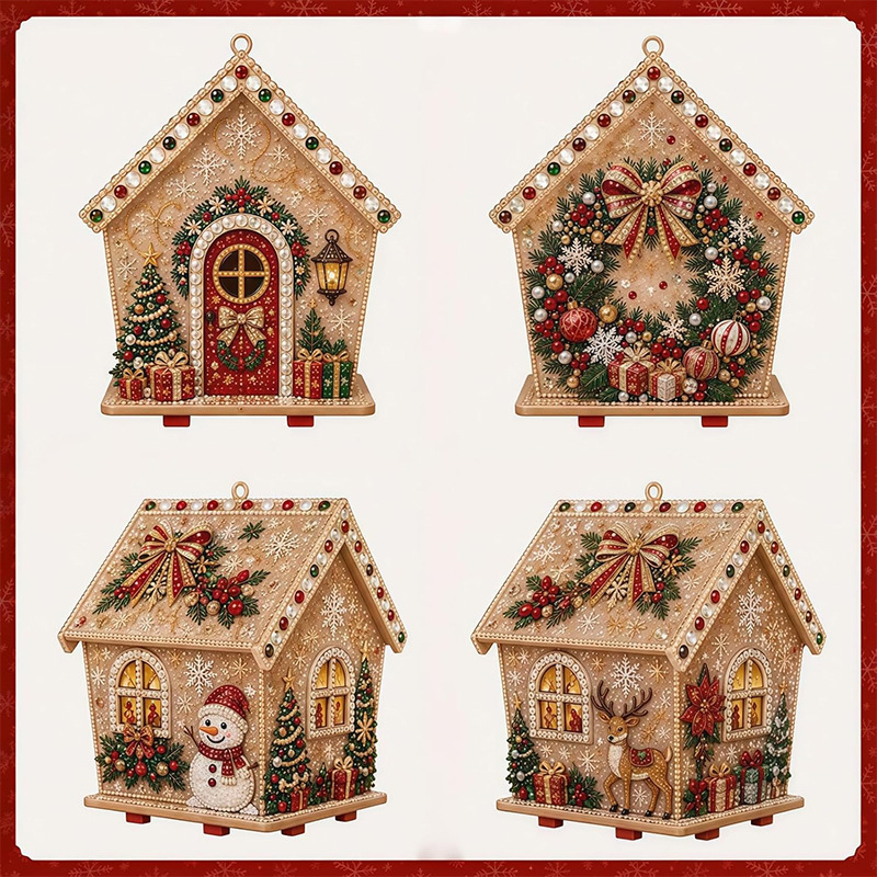 Art Craft Website - 3D Diamond Wooden House Pearl Diamond