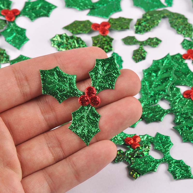 100Pcs 25-60mm Christmas Tree  - Art Craft Leaves ulasan dan harga