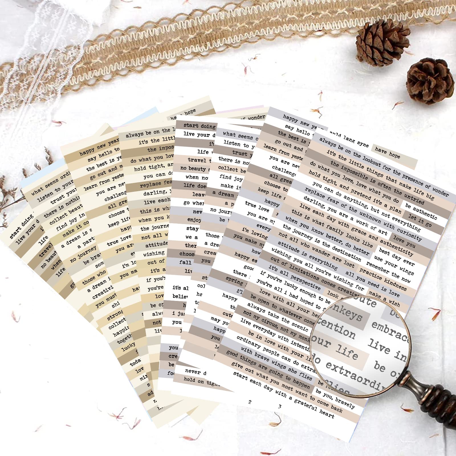 8pcs Brown Notes Quote Sticker - Art Craft Journals ulasan dan harga