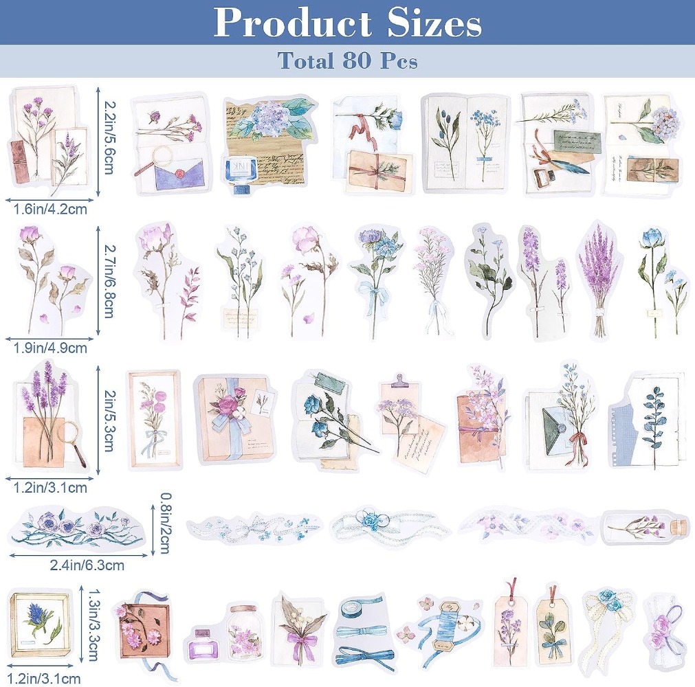 80PCS Lavender Scrapbook Stick - Art Craft Journals ulasan dan harga