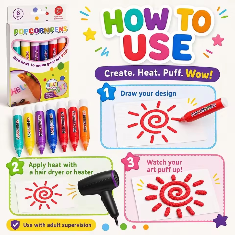 Puffy Popcorn Pen Set, Smooth  - Art Craft Journals ulasan dan harga