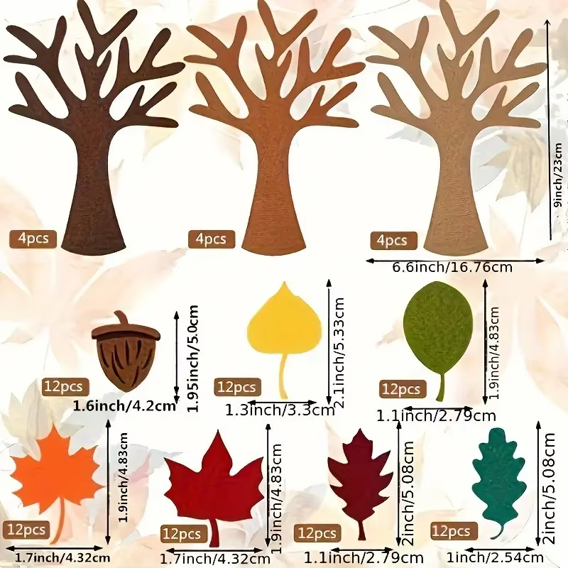 96Pcs Fall Tree of Thanks Felt - Art Craft Leaves ulasan dan harga