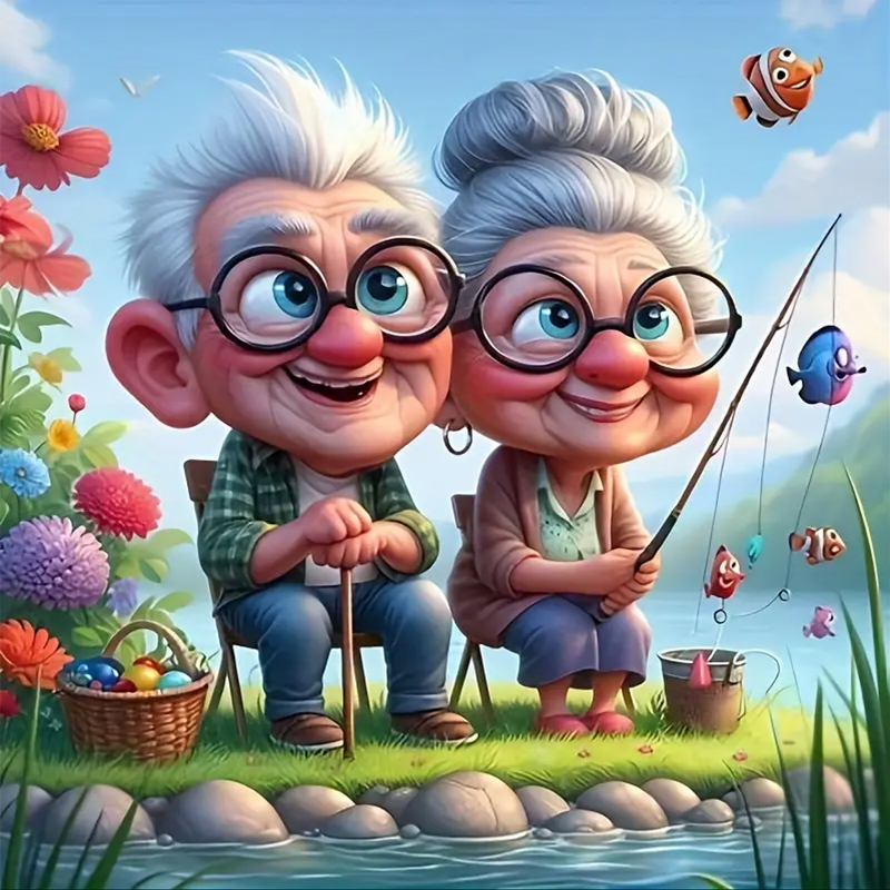 Grandparents Fishing Diamond P - Art Craft Website ulasan dan harga