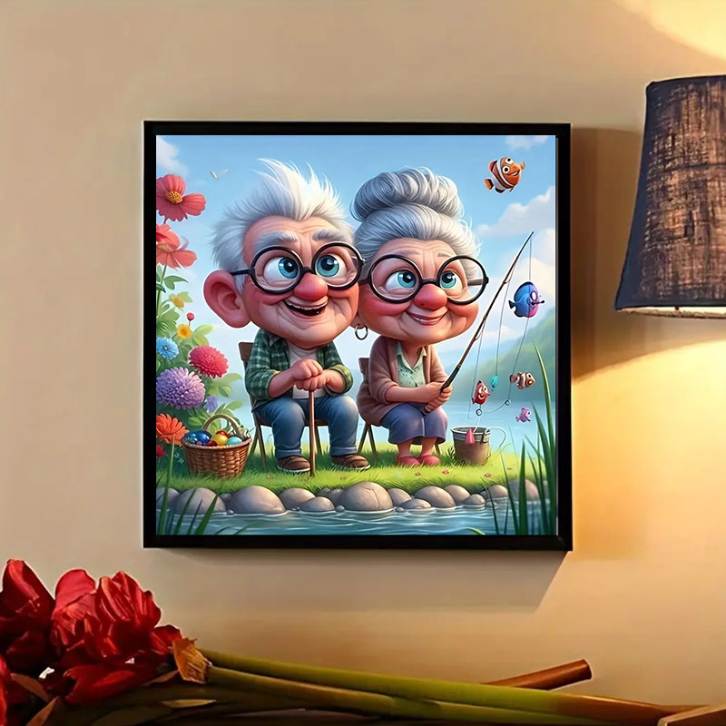 Grandparents Fishing Diamond P - Art Craft Website ulasan dan harga