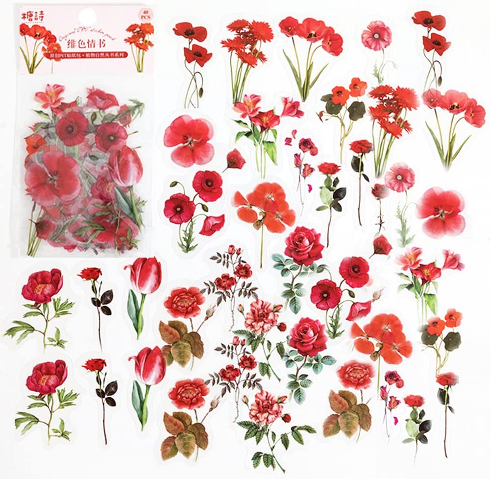 40 Pcs Scrapbook Stickers PET  - Art Craft Journals ulasan dan harga