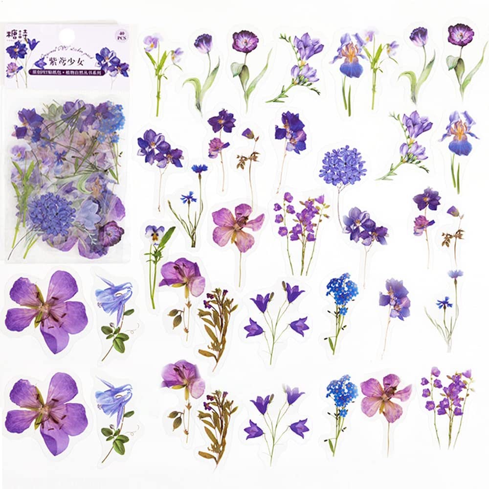 40 Pcs Scrapbook Stickers PET  - Art Craft Journals ulasan dan harga