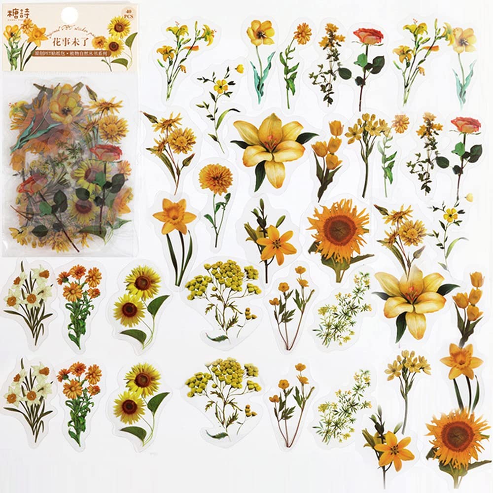 40 Pcs Scrapbook Stickers PET  - Art Craft Journals ulasan dan harga