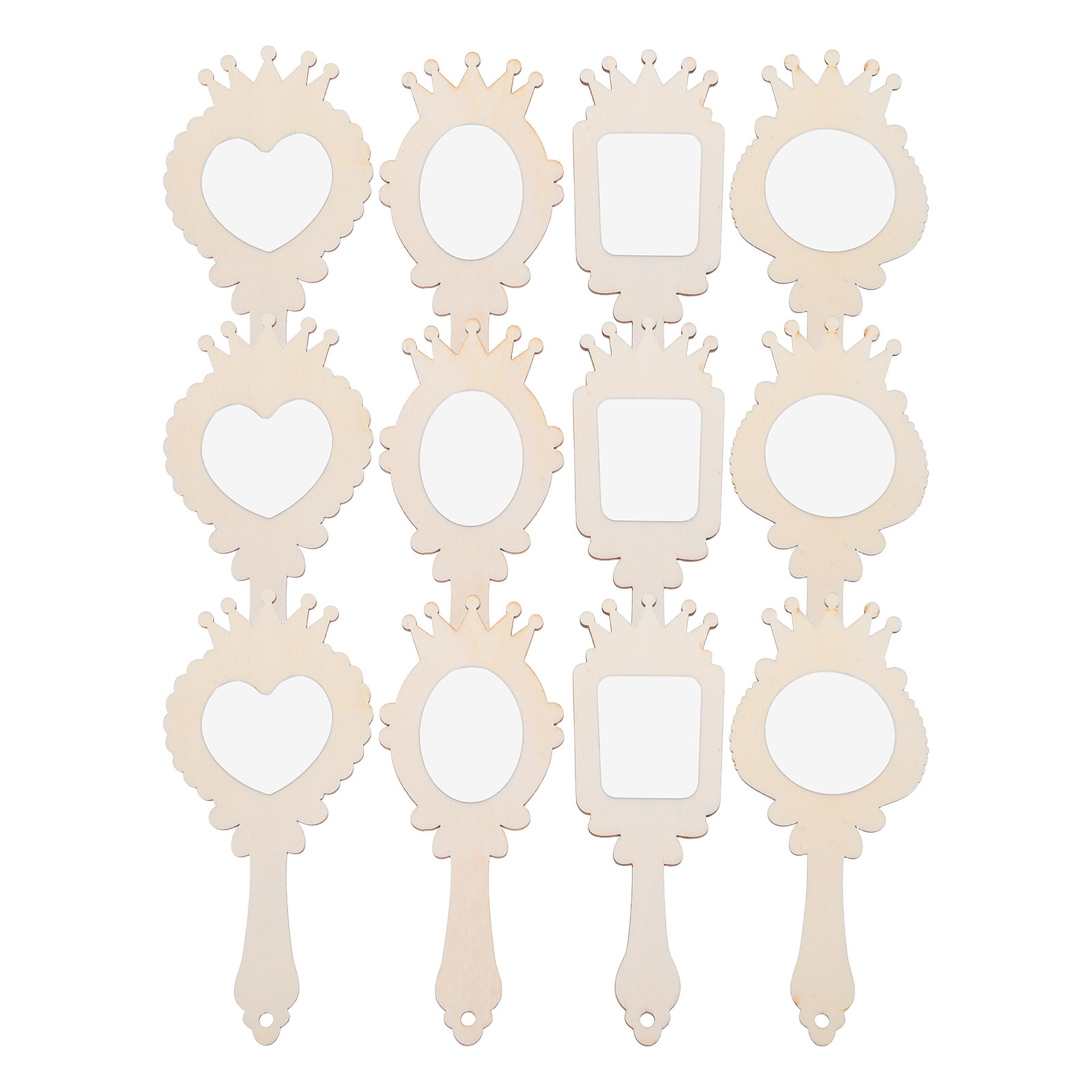 12Pcs Blank Wooden Mirror Craf - Art Craft Mirror ulasan dan harga
