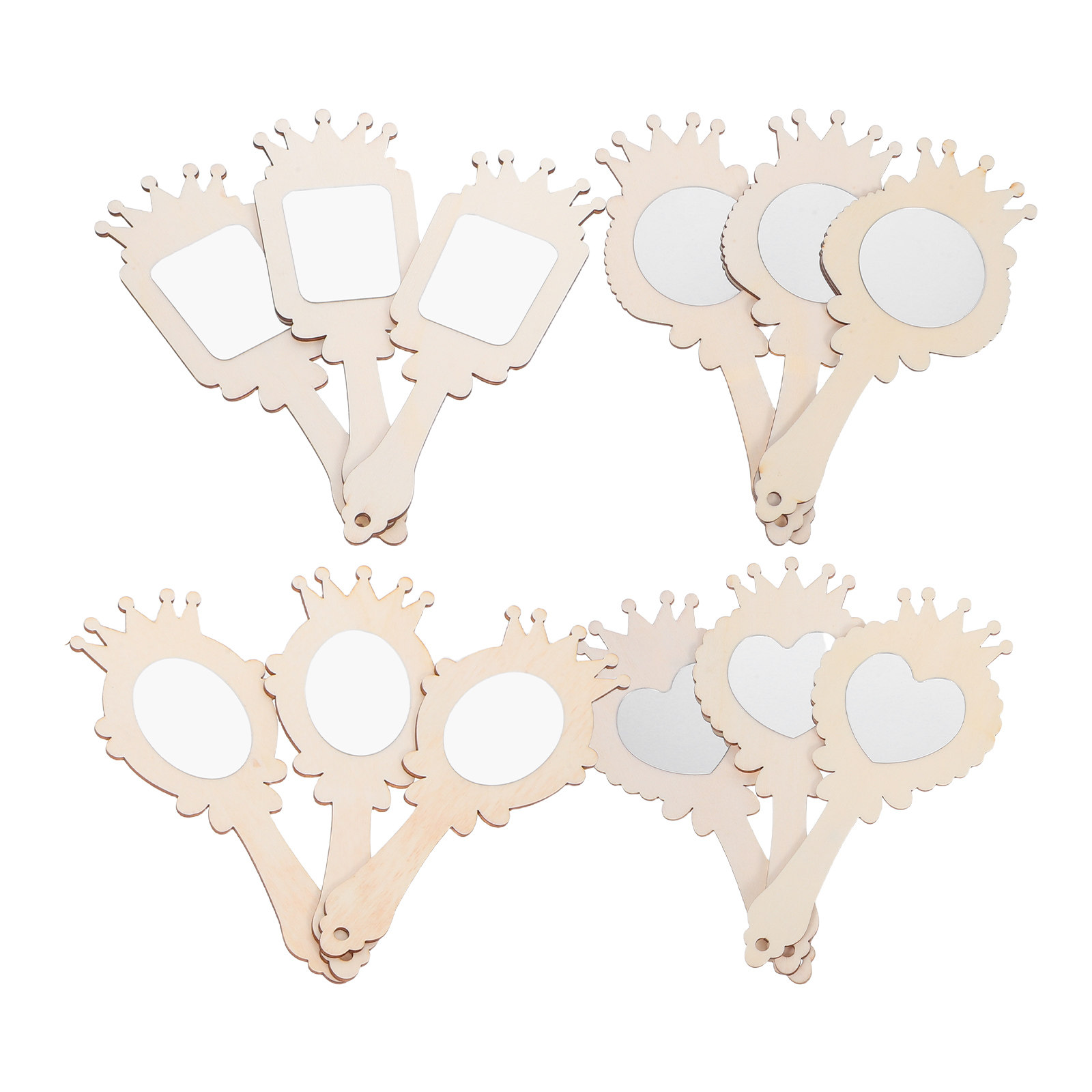 12Pcs Blank Wooden Mirror Craf - Art Craft Mirror ulasan dan harga