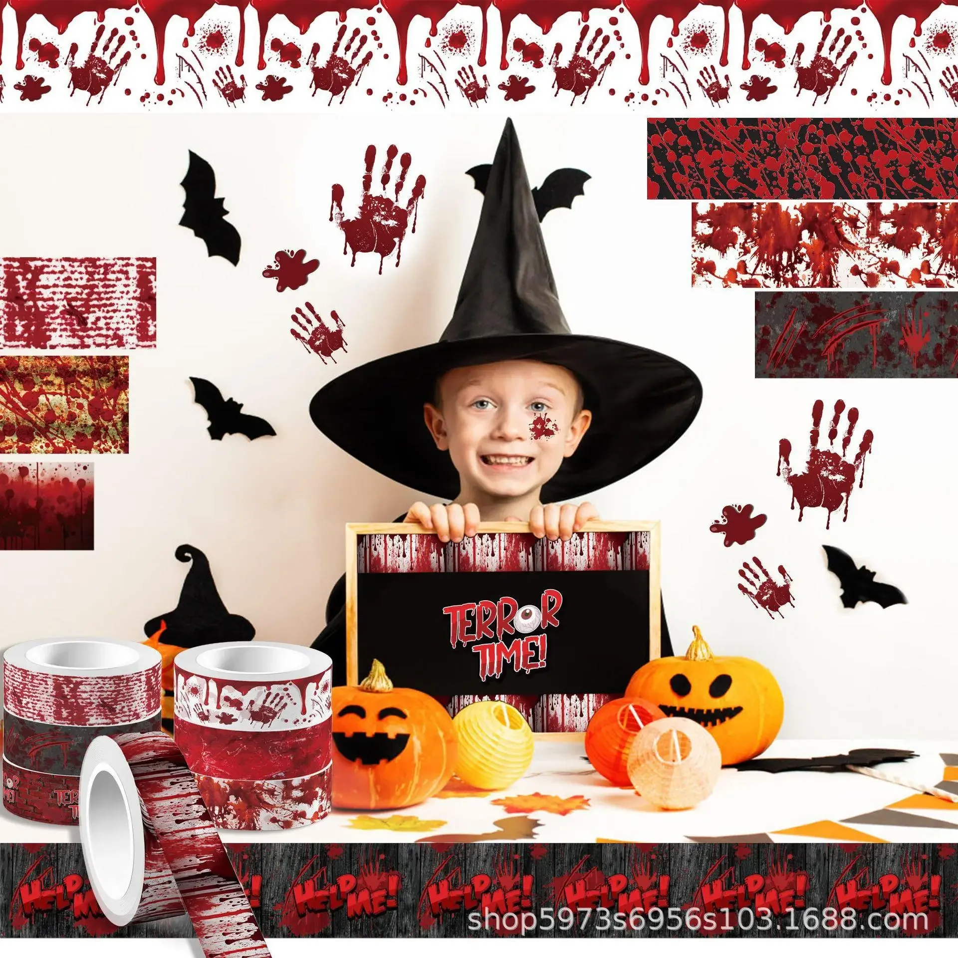 Halloween Bloody Hand Bleeding - Washi Tape Rolls ulasan dan harga