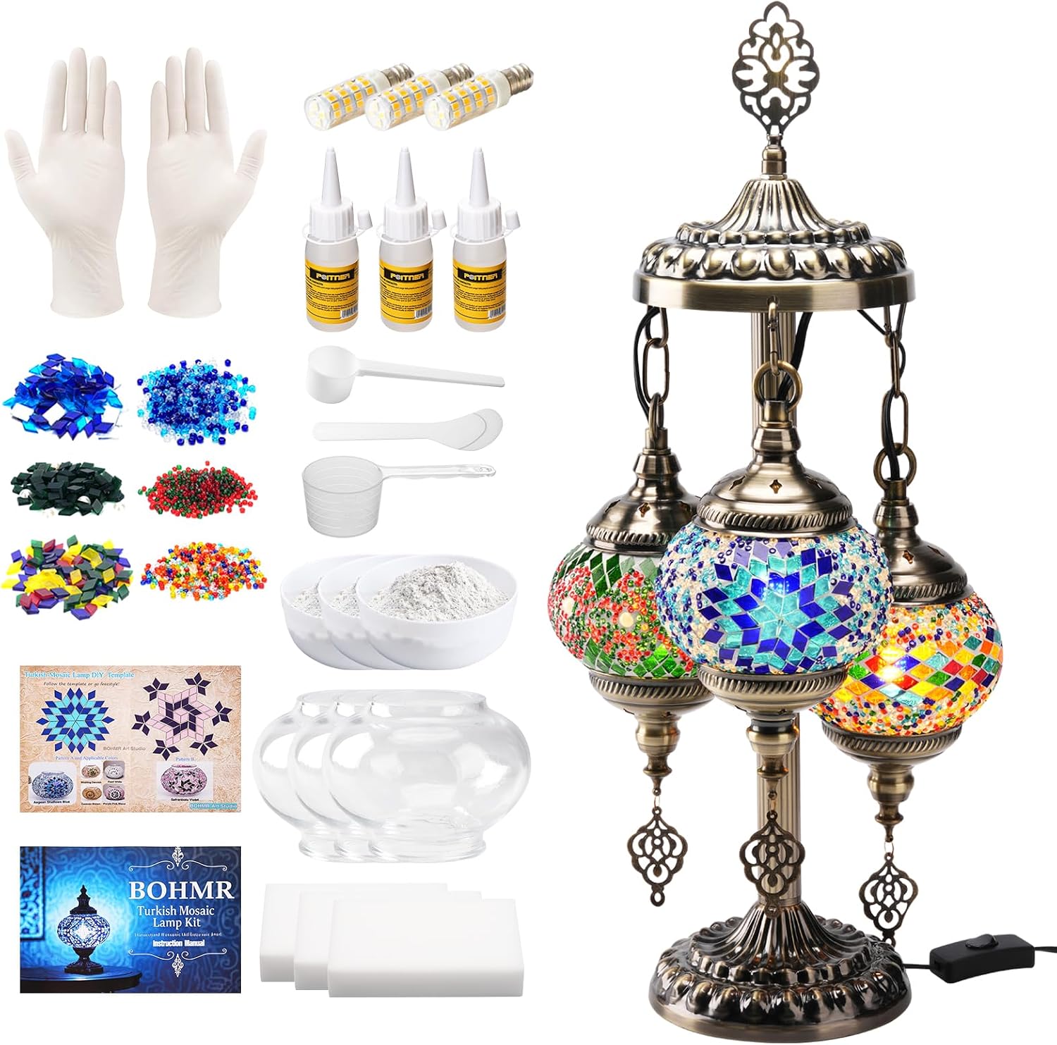 DIY 3 Globe Turkish Mosaic Lam - Art Crafting ulasan dan harga
