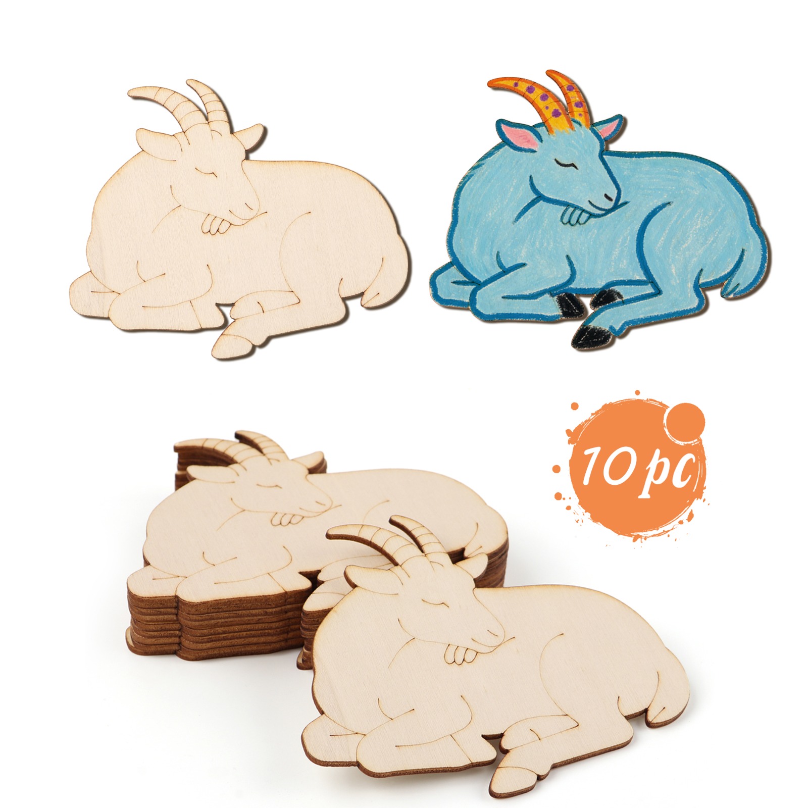 10pcs/set Unfinished Wood Shee - Art Crafting ulasan dan harga