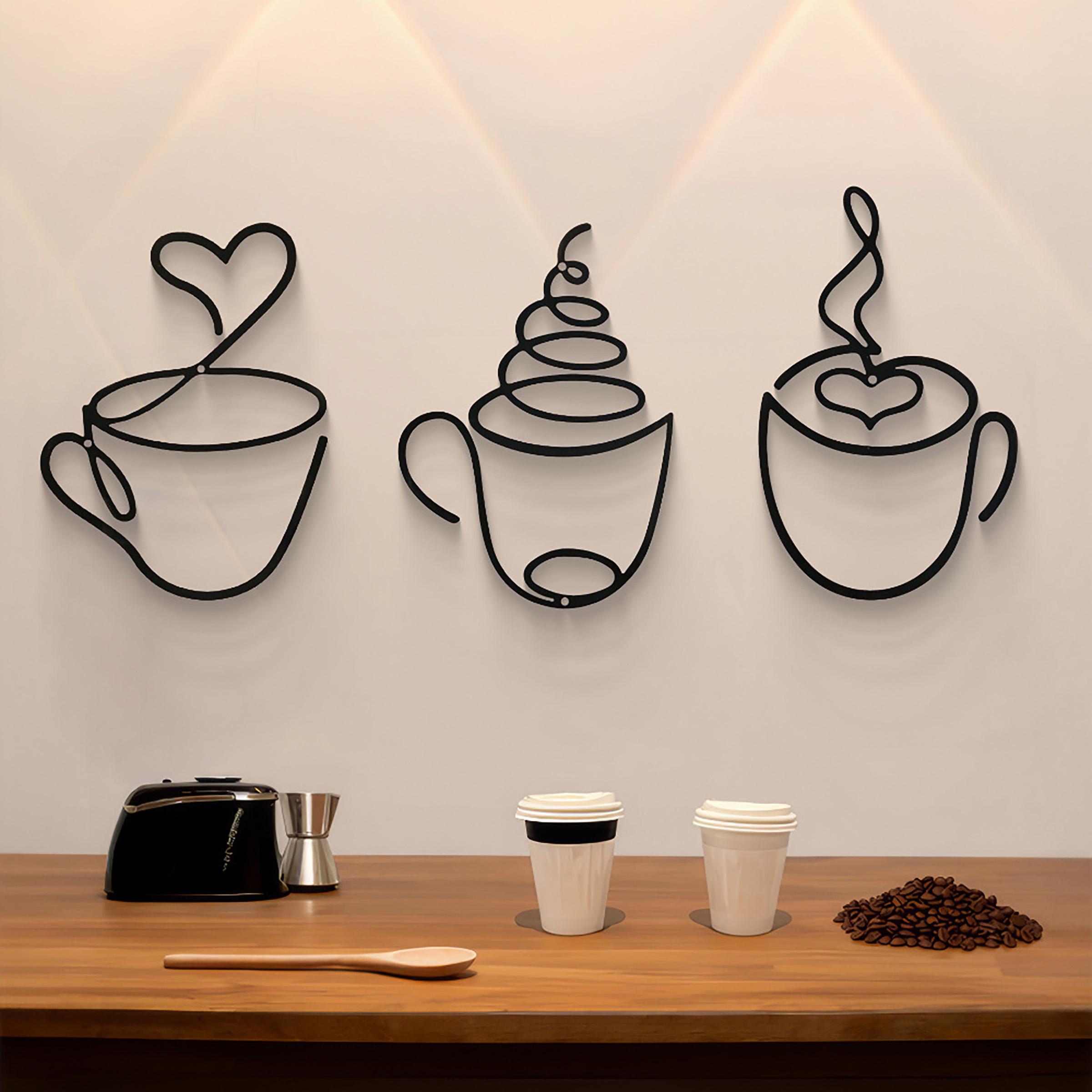 3-Piece Creative Coffee Wall H - Art Craft Website ulasan dan harga